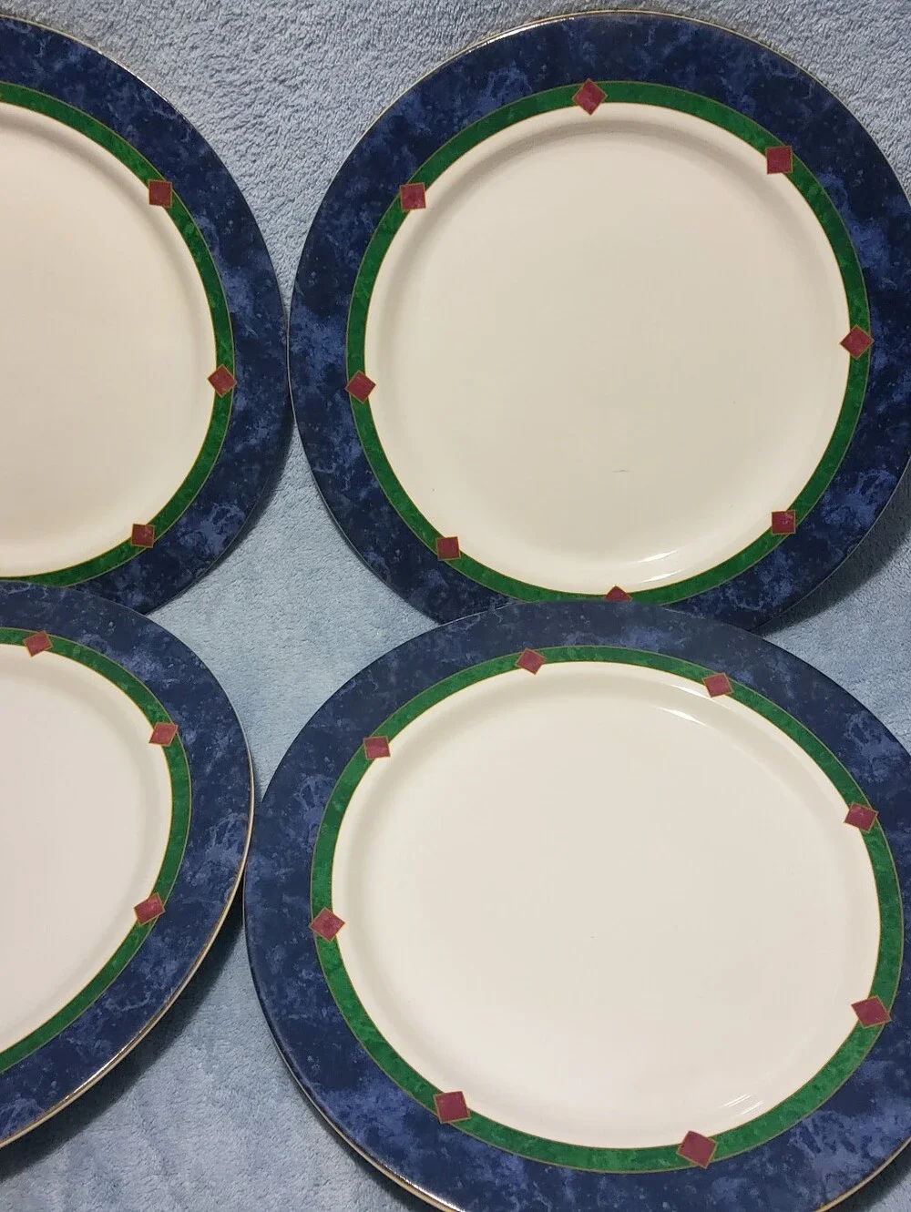Pfaltzgraff Amalfi Classic Dinner Plate Set Of 4 Navy Green Burgundy 90s Country